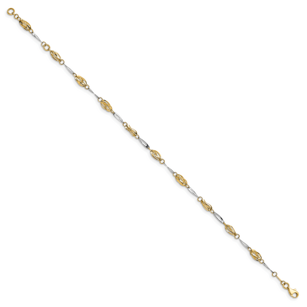 Leslie's 14K Two-tone Polished Fancy Link Anklet - Image 2