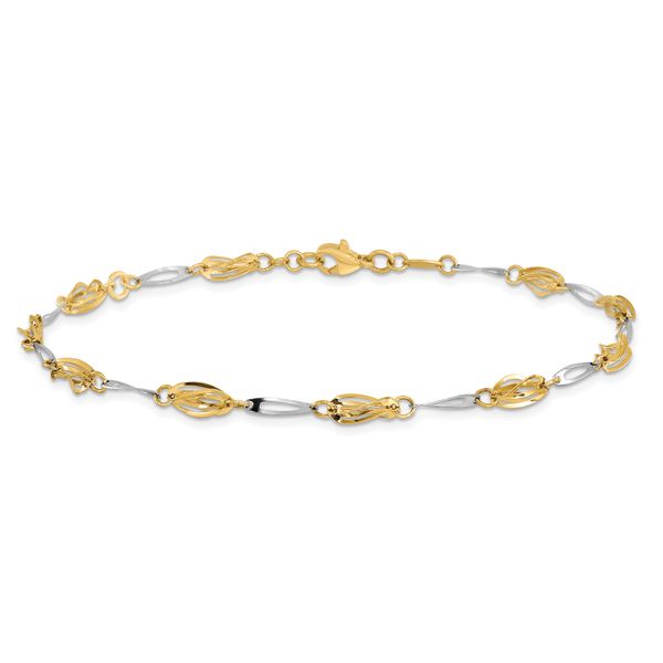 Leslie's 14K Two-tone Polished Fancy Link Anklet - Image 3