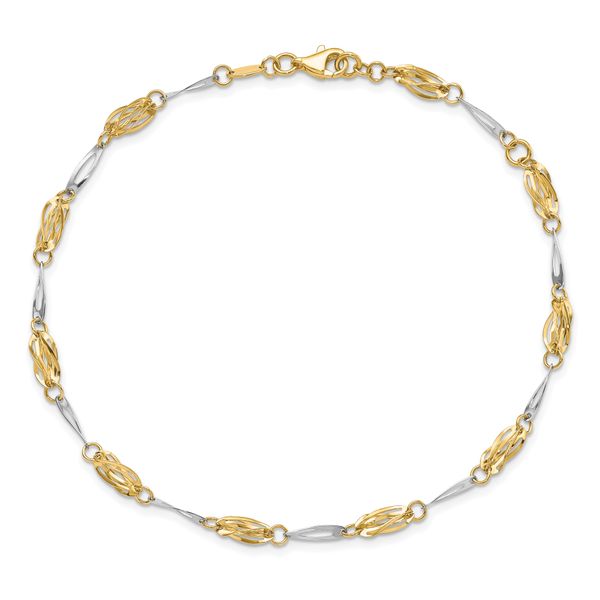Leslie's 14K Two-tone Polished Fancy Link Anklet - Image 4