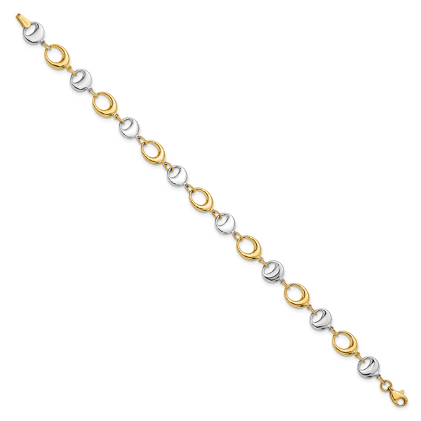 Leslie's 14K Two-tone Polished Link Bracelet - Image 2