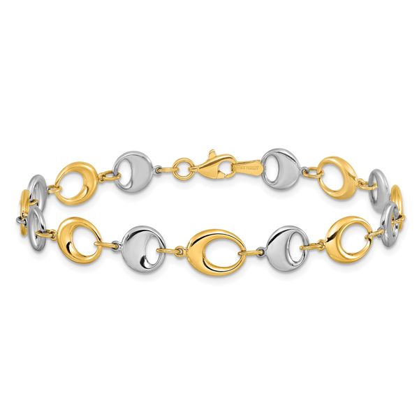 Leslie's 14K Two-tone Polished Link Bracelet - Image 3