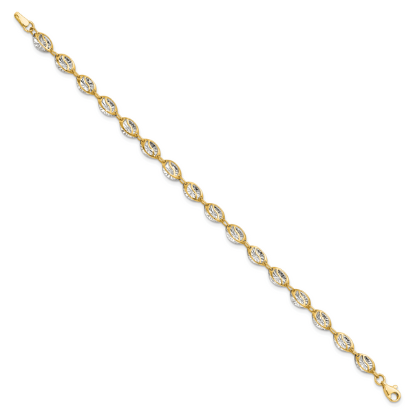 14K w/White Rhodium Polished and D/C Bracelet - Image 2