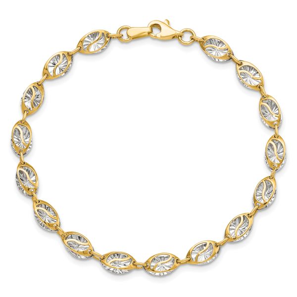 14K w/White Rhodium Polished and D/C Bracelet - Image 4