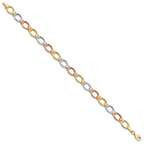 Leslie's 14K Tri-color Polished and Satin Link Bracelet - Image 2