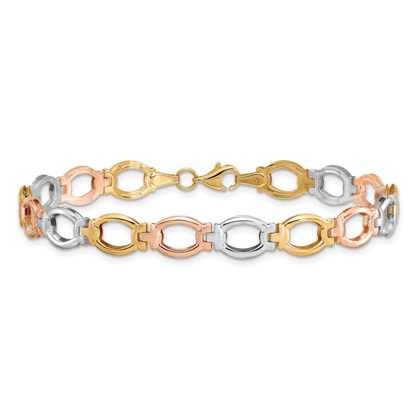 Leslie's 14K Tri-color Polished and Satin Link Bracelet - Image 3