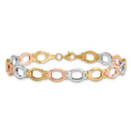 Leslie's 14K Tri-color Polished and Satin Link Bracelet - Image 3