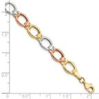 Leslie's 14K Tri-color Polished and Satin Link Bracelet - Image 4