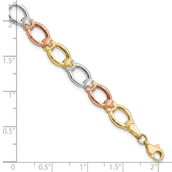 Leslie's 14K Tri-color Polished and Satin Link Bracelet - Image 4