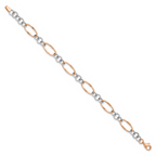 Leslie's 14K Two-tone Rose and White Polished Link Bracelet - Image 2
