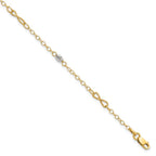 Leslie's 14K Two-tone Polished and D/C w/1 in ext. Anklet