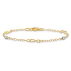 Leslie's 14K Two-tone Polished and D/C w/1 in ext. Anklet - Image 3