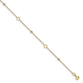 Leslie's 14K Polished and D/C Heart w/1in ext. Anklet