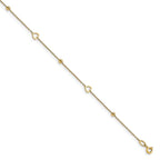 Leslie's 14K Polished and D/C Heart w/1in ext. Anklet