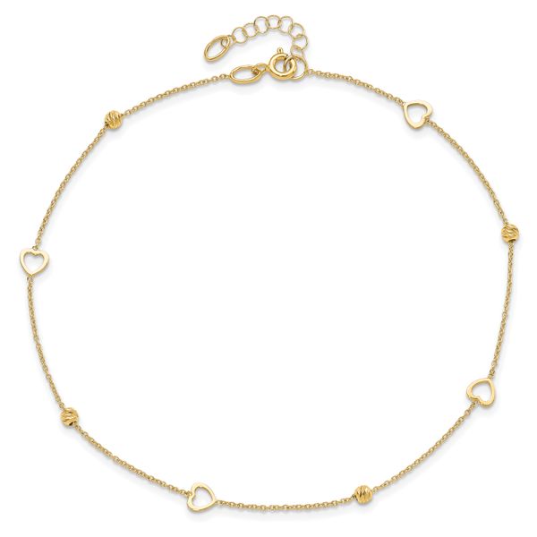Leslie's 14K Polished and D/C Heart w/1in ext. Anklet - Image 4