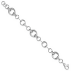 Leslie's 14K White Gold Polished and Textured Fancy Link Bracelet - Image 2