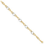 Leslie's 14K Two-tone Polished and Textured Fancy Link Bracelet - Image 2