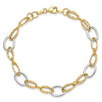 Leslie's 14K Two-tone Polished and Textured Fancy Link Bracelet - Image 4