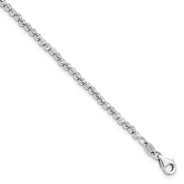 Leslie's 14K White Gold D/C Beaded Bracelet