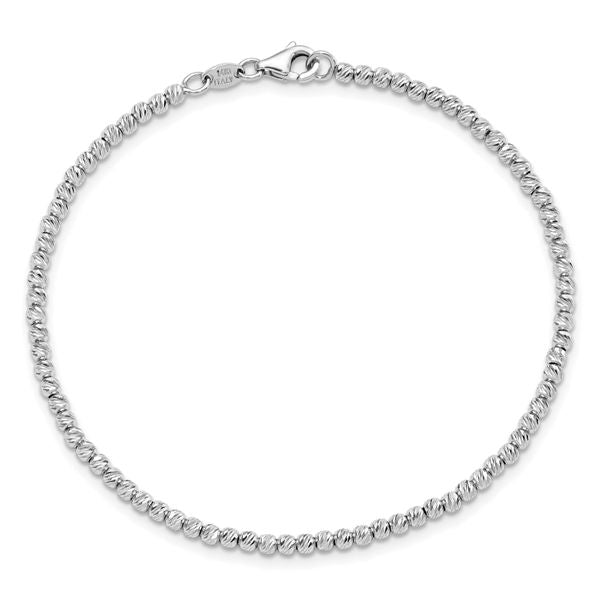 Leslie's 14K White Gold D/C Beaded Bracelet - Image 3
