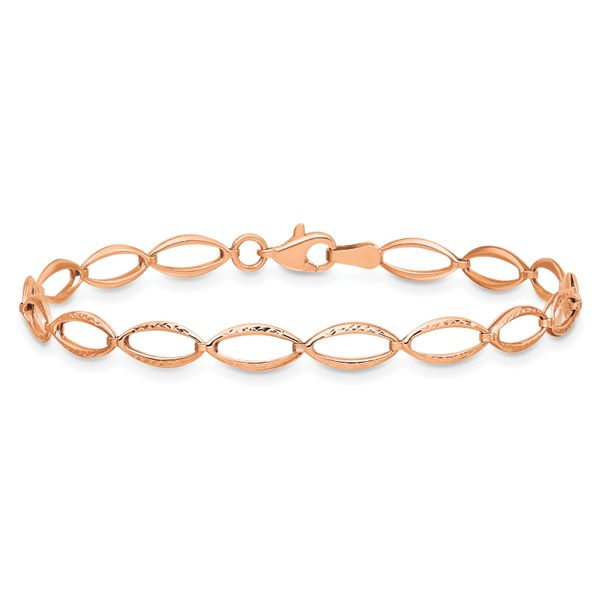 Leslie's 14K Rose Gold Polished and D/C Bracelet - Image 3