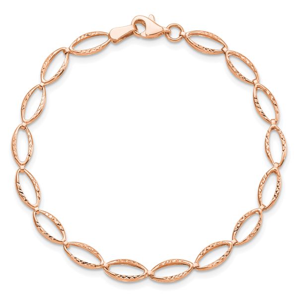 Leslie's 14K Rose Gold Polished and D/C Bracelet - Image 4