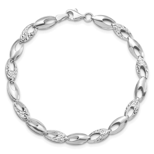Leslie's 14K White Gold Polished and D/C Bracelet - Image 4