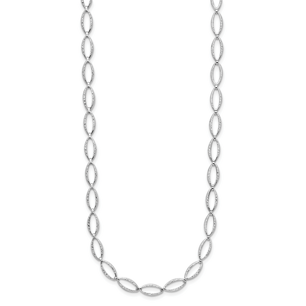 Leslie's 14K White Gold Polished and Diamond-cut Fancy Link Necklace - Image 2