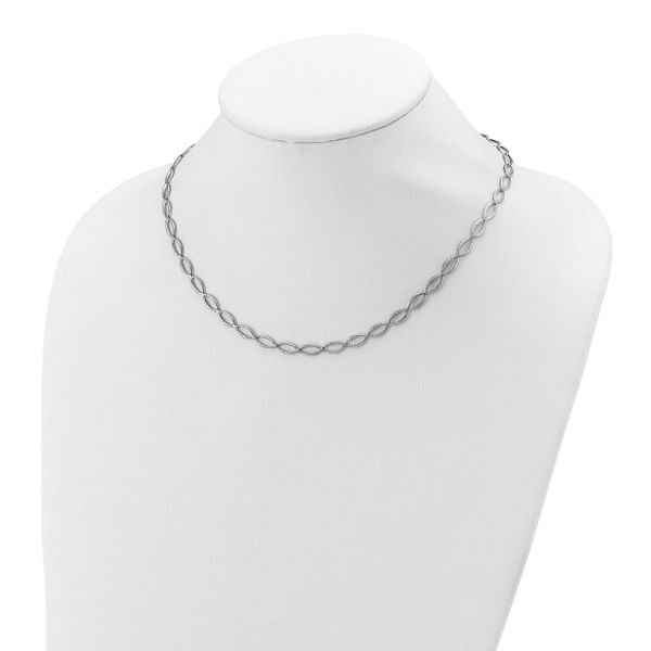 Leslie's 14K White Gold Polished and Diamond-cut Fancy Link Necklace - Image 3