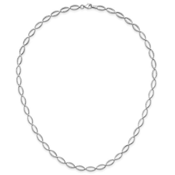 Leslie's 14K White Gold Polished and Diamond-cut Fancy Link Necklace - Image 4