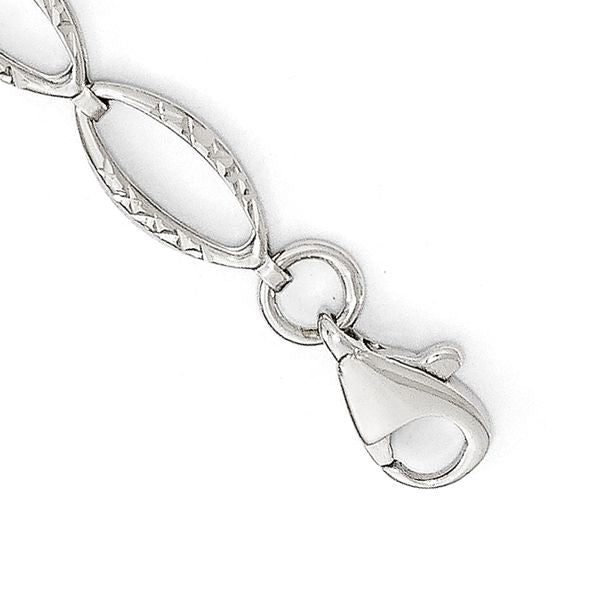 Leslie's 14K White Gold Polished and D/C Bracelet - Image 3