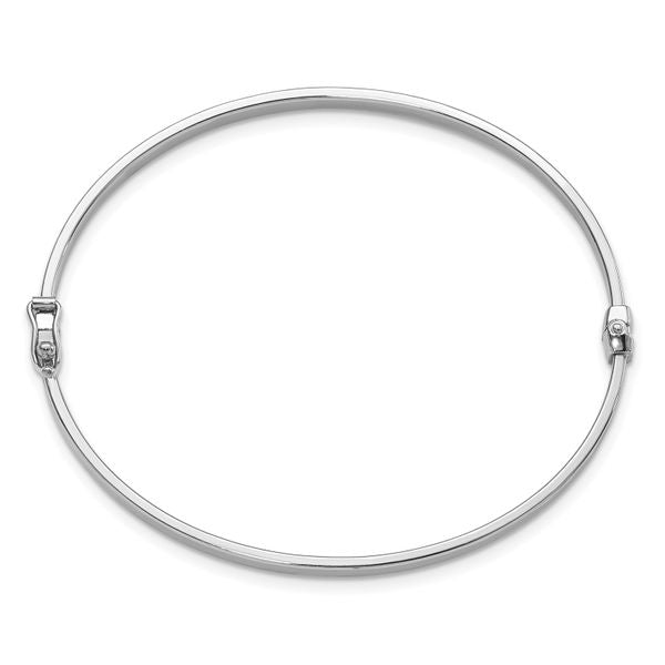 14K White Gold Polished Hinged Bangle - Image 2