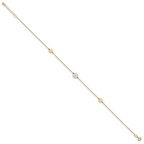 Leslie's 14K Two-tone Polished Flower with 1in ext. Anklet - Image 2