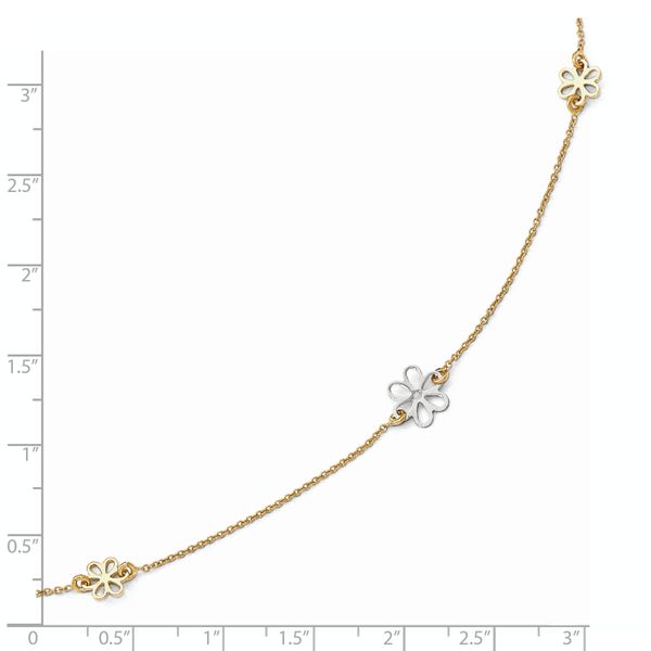 Leslie's 14K Two-tone Polished Flower with 1in ext. Anklet - Image 4
