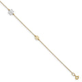 Leslie's 14K Two-tone Polished Flower with 1in ext. Anklet