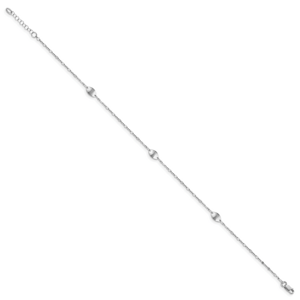 Leslie's 14K White Gold Polished with 1in ext. Anklet - Image 2