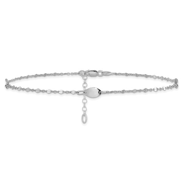 Leslie's 14K White Gold Polished with 1in ext. Anklet - Image 3