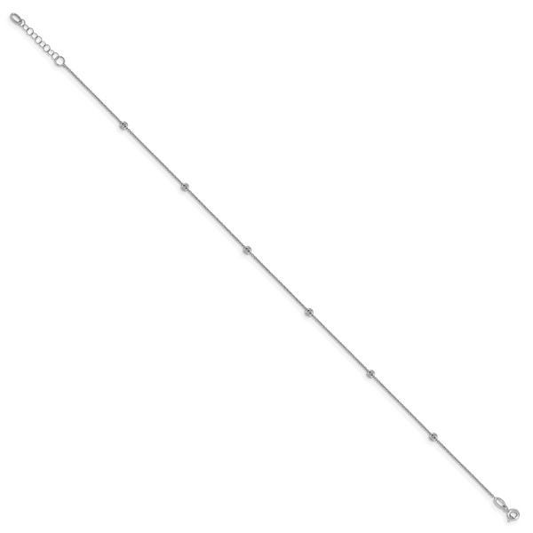 Leslie's 14K White Gold D/C Beaded with 1in ext. Anklet - Image 2