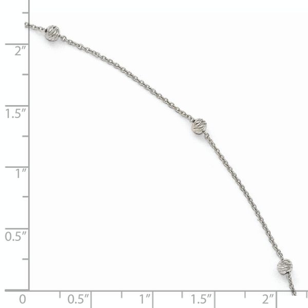 Leslie's 14K White Gold D/C Beaded with 1in ext. Anklet - Image 4