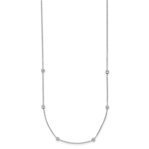 Leslie's 14K White Gold Polished and D/C Beaded 17in w/2in ext. Necklace - Image 2