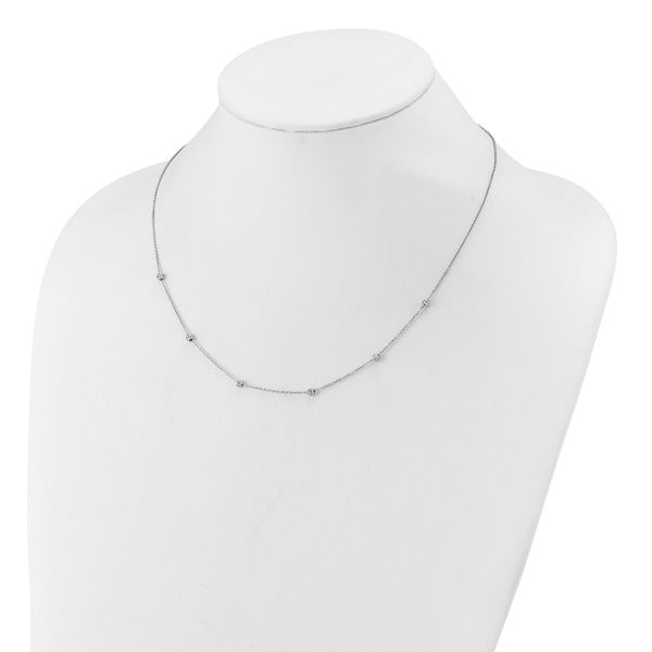 Leslie's 14K White Gold Polished and D/C Beaded 17in w/2in ext. Necklace - Image 3