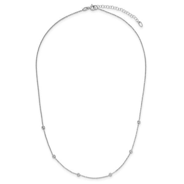 Leslie's 14K White Gold Polished and D/C Beaded 17in w/2in ext. Necklace - Image 4