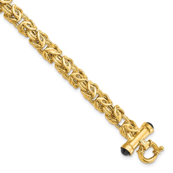 14K Polished Fancy Link with Black Onyx Bracelet