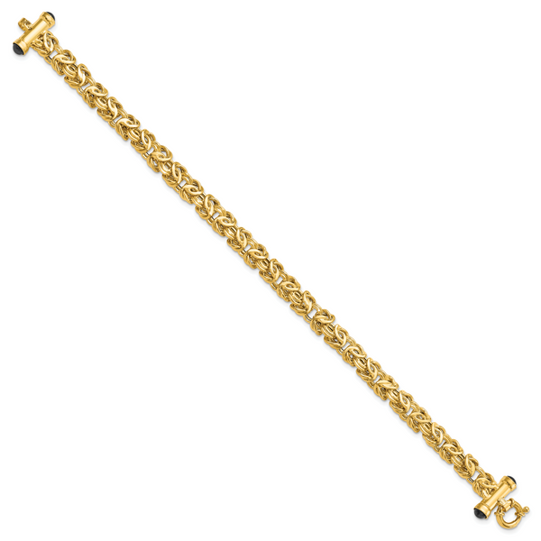 14K Polished Fancy Link with Black Onyx Bracelet - Image 2
