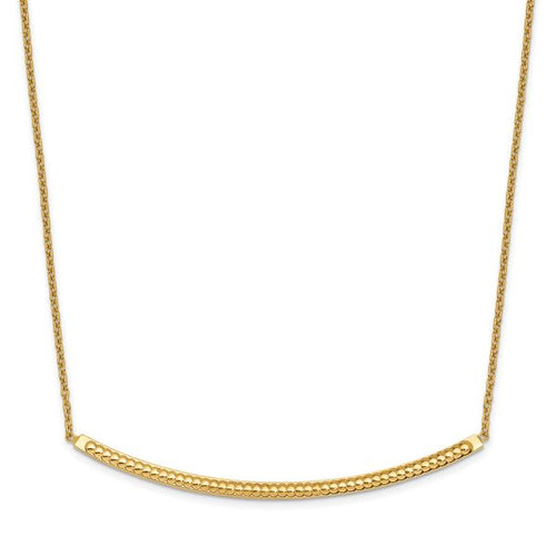 14K Polished D/C with 2in ext. Bar Necklace