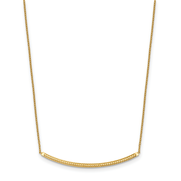 14K Polished D/C with 2in ext. Bar Necklace - Image 2