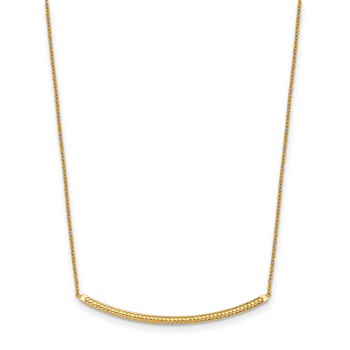 14K Polished D/C with 2in ext. Bar Necklace - Image 2