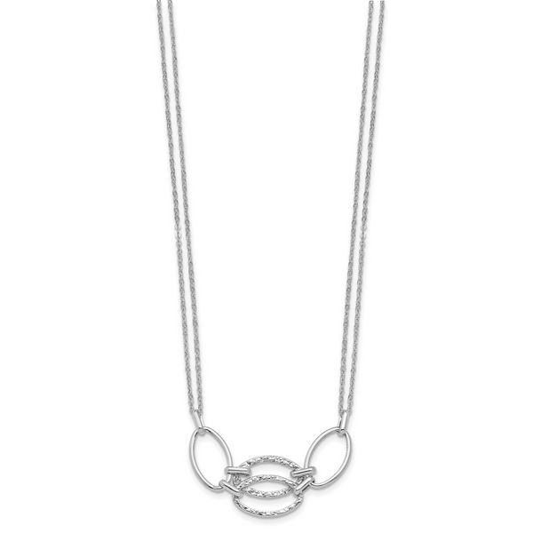 14K White Gold Polished Double Strand Link Necklace - Image 2
