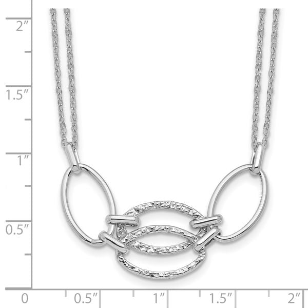 14K White Gold Polished Double Strand Link Necklace - Image 3