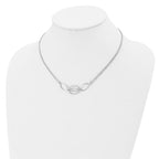 14K White Gold Polished Double Strand Link Necklace - Image 4