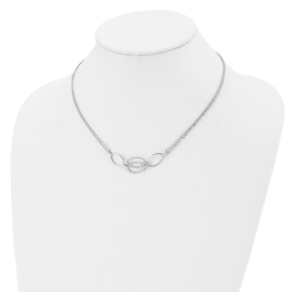 14K White Gold Polished Double Strand Link Necklace - Image 4